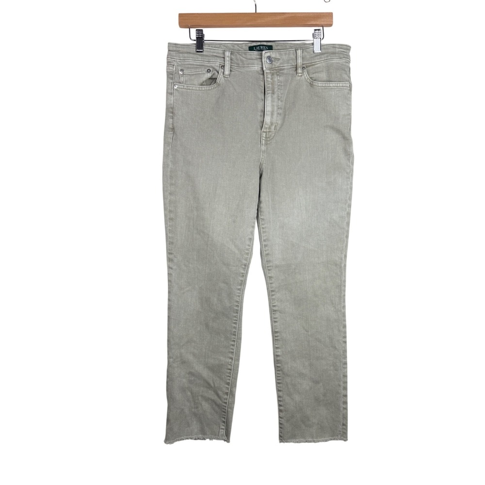 Lauren Ralph Lauren Regal Straight Crop Fray Hem Jeans‎ size 12 Light Green
